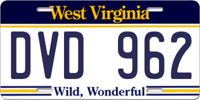 WV license plate DVD962