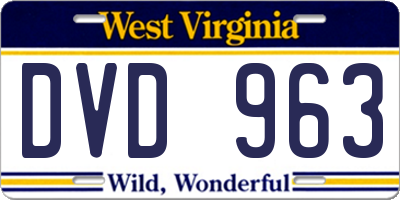 WV license plate DVD963