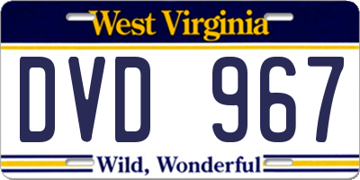 WV license plate DVD967