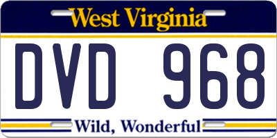 WV license plate DVD968