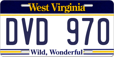 WV license plate DVD970
