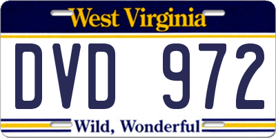 WV license plate DVD972