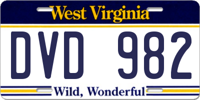 WV license plate DVD982