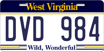 WV license plate DVD984