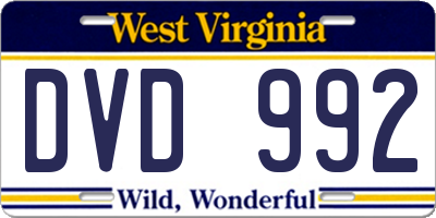 WV license plate DVD992