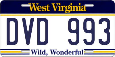 WV license plate DVD993