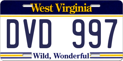 WV license plate DVD997