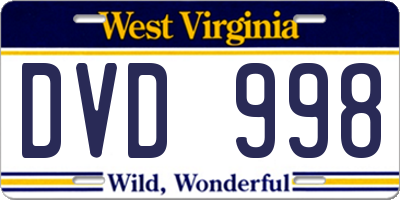 WV license plate DVD998