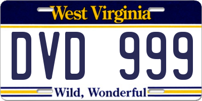 WV license plate DVD999