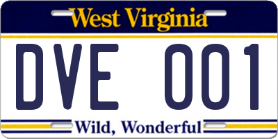 WV license plate DVE001