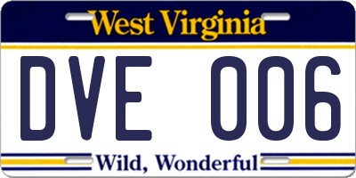 WV license plate DVE006