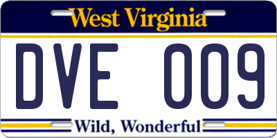 WV license plate DVE009