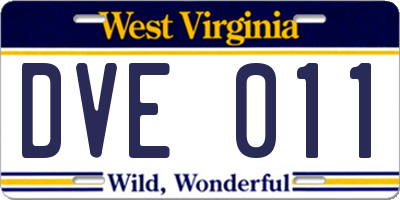 WV license plate DVE011