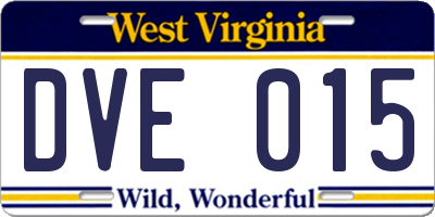 WV license plate DVE015