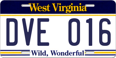WV license plate DVE016