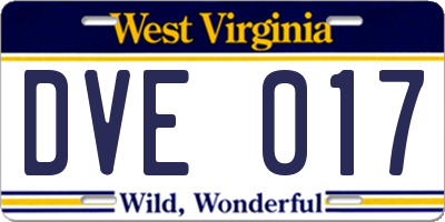 WV license plate DVE017