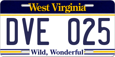 WV license plate DVE025