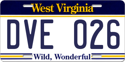 WV license plate DVE026