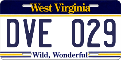 WV license plate DVE029