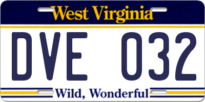 WV license plate DVE032