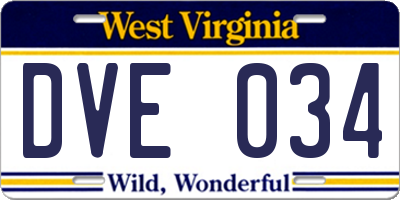 WV license plate DVE034