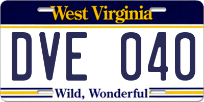 WV license plate DVE040