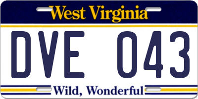 WV license plate DVE043