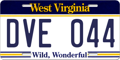 WV license plate DVE044