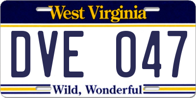 WV license plate DVE047