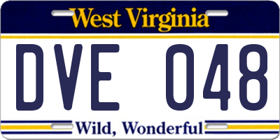 WV license plate DVE048