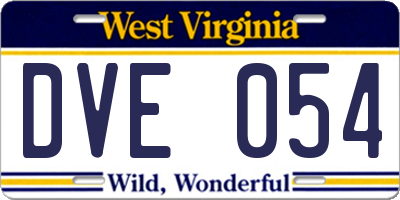 WV license plate DVE054