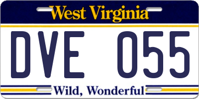 WV license plate DVE055