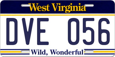 WV license plate DVE056