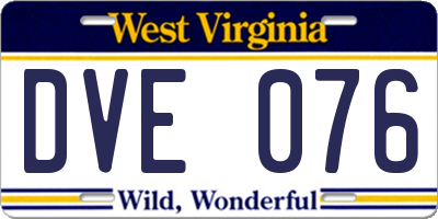 WV license plate DVE076