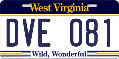 WV license plate DVE081