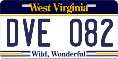 WV license plate DVE082