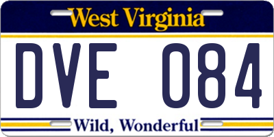 WV license plate DVE084