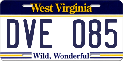 WV license plate DVE085