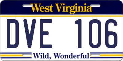 WV license plate DVE106