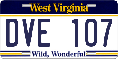 WV license plate DVE107