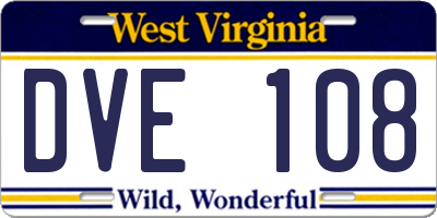 WV license plate DVE108