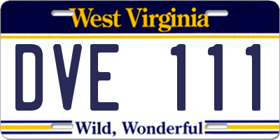 WV license plate DVE111