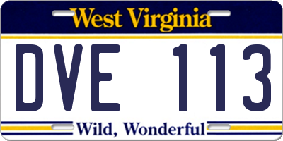 WV license plate DVE113