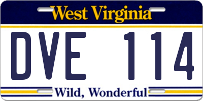 WV license plate DVE114