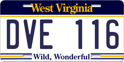 WV license plate DVE116