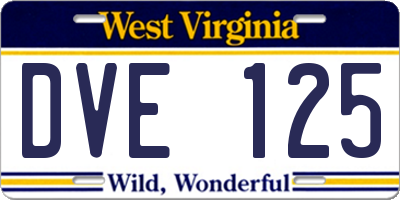 WV license plate DVE125