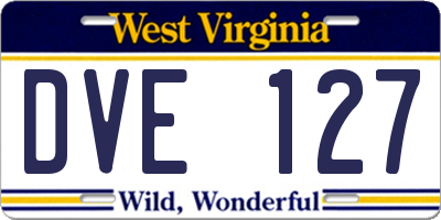 WV license plate DVE127