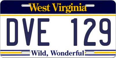 WV license plate DVE129