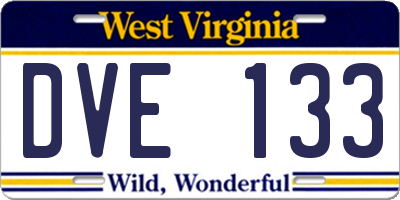 WV license plate DVE133