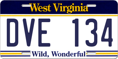 WV license plate DVE134